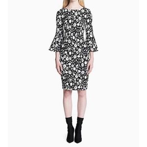 Calvin Klein Floral Peplum Bell Sleeve Dress NWT